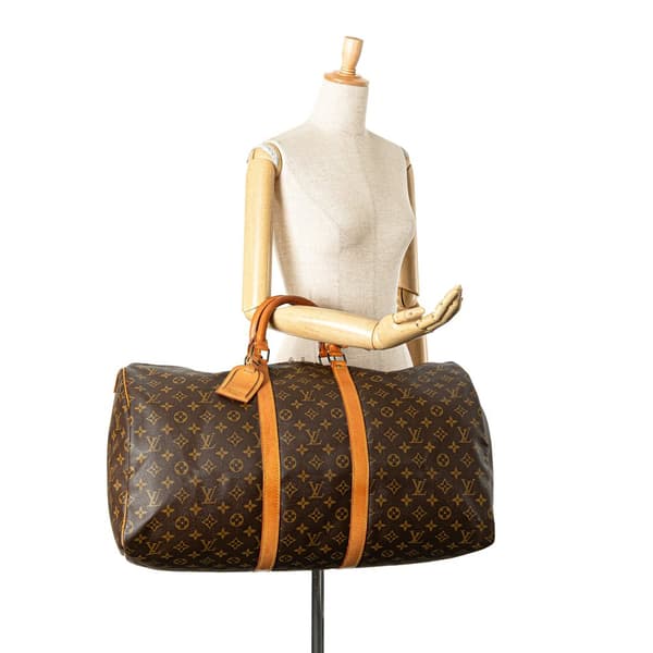 Pre-owned Louis Vuitton Monogram Keepall 55 Brown