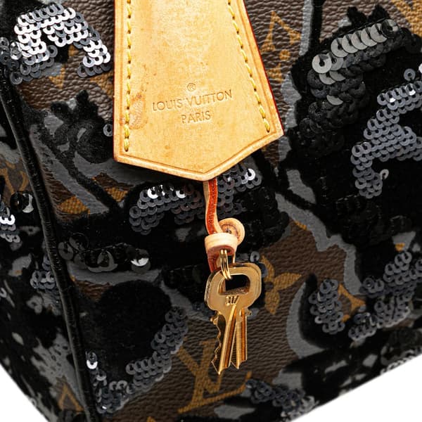 Pre-owned Louis Vuitton Monogram Fleur De Jais Sequins Speedy 30 Brown