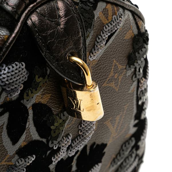 Pre-owned Louis Vuitton Monogram Fleur De Jais Sequins Speedy 30 Brown