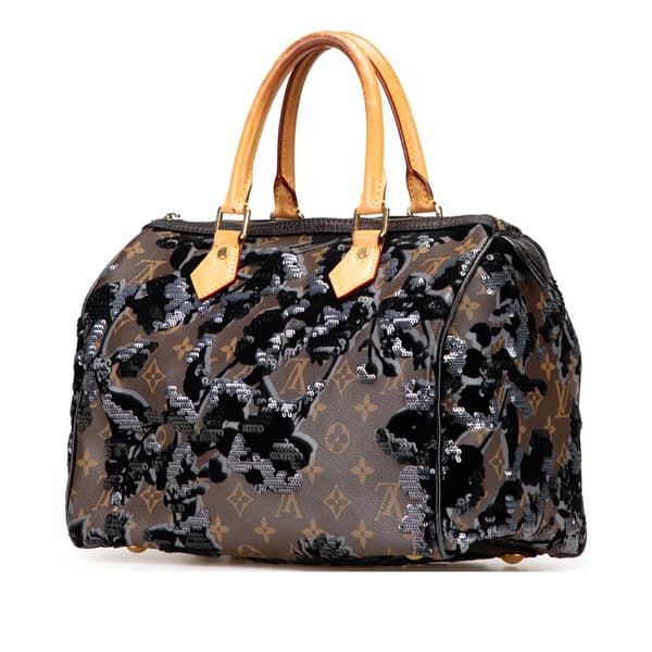Pre-owned Louis Vuitton Monogram Fleur De Jais Sequins Speedy 30 Brown