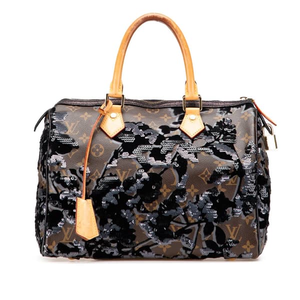 Pre-owned Louis Vuitton Monogram Fleur De Jais Sequins Speedy 30 Brown
