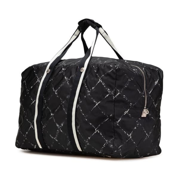 Pre-owned Chanel Old Travel Line Nylon Duffle Bag Black