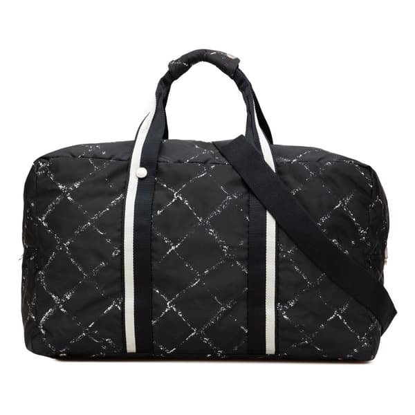 Pre-owned Chanel Old Travel Line Nylon Duffle Bag Black