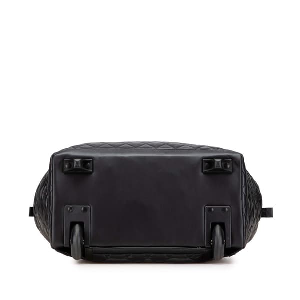 Pre-owned Chanel Quilted Nylon Coco Cocoon Trolley Rolling Case Black