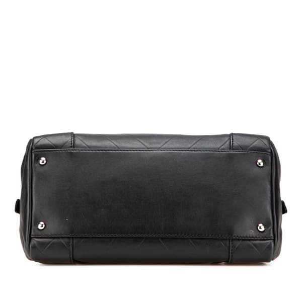 Pre-owned Chanel CC Chevron Quilted Lambskin Boston Black