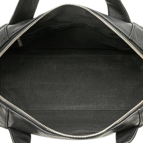 Pre-owned Chanel CC Chevron Quilted Lambskin Boston Black
