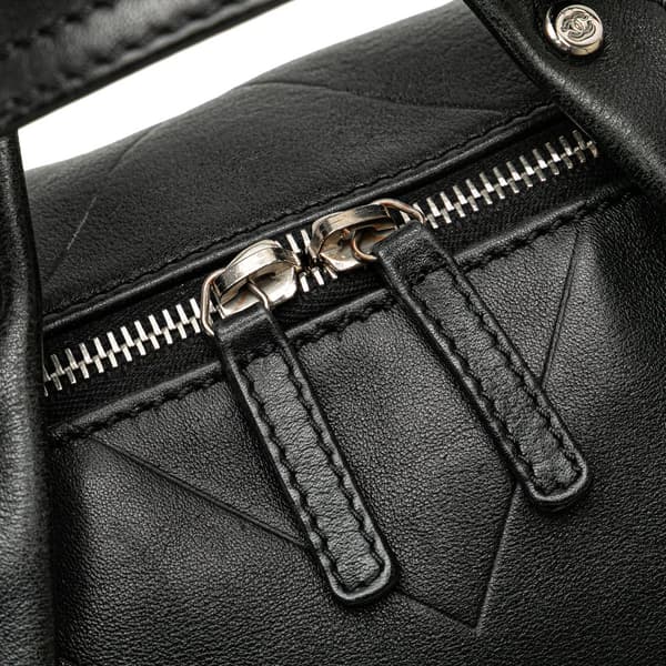 Pre-owned Chanel CC Chevron Quilted Lambskin Boston Black