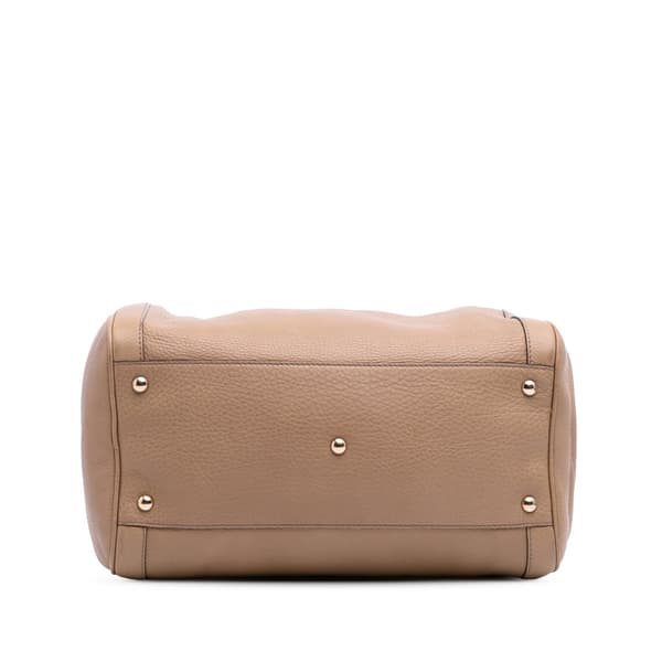 Pre-owned Gucci Pebbled Calfskin Soho Cellarius Boston Brown