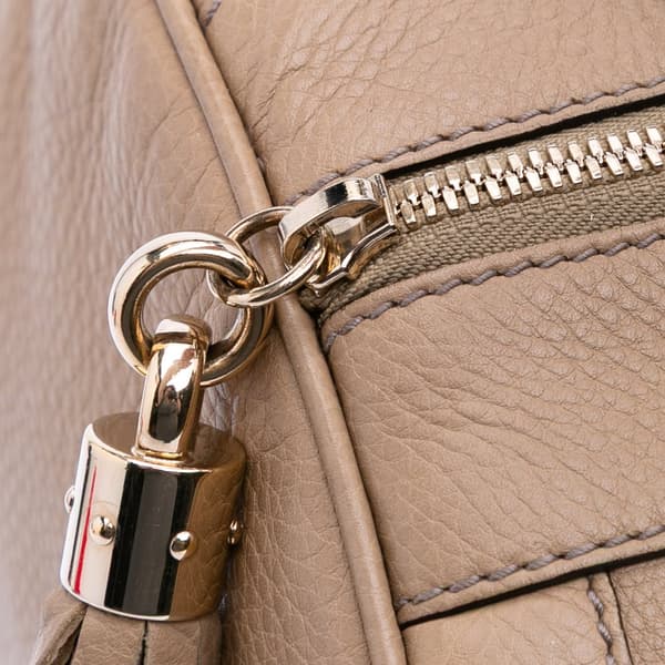 Pre-owned Gucci Pebbled Calfskin Soho Cellarius Boston Brown