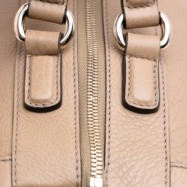 Pre-owned Gucci Pebbled Calfskin Soho Cellarius Boston Brown
