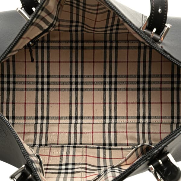 Pre-owned Burberry Leather Boston Bag Black