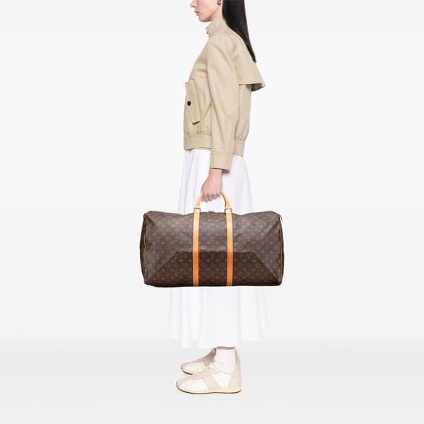 Pre-owned Louis Vuitton Monogram Keepall 60 Brown