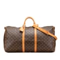 Miniatyrbillede 1 af 10: Pre-owned Louis Vuitton Monogram Keepall Bandouliere 60 Brown