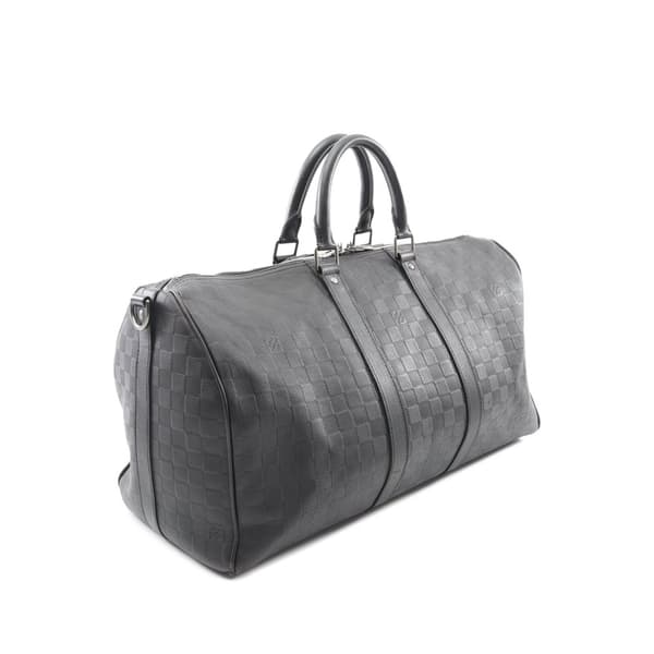 Pre-owned Louis Vuitton Damier Infini Keepall Bandouliere 45 Black