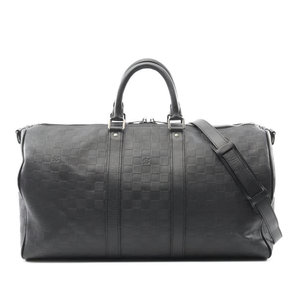 Pre-owned Louis Vuitton Damier Infini Keepall Bandouliere 45 Black