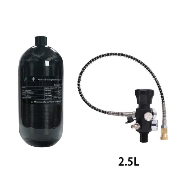 Højtryks Carbon Fiber Cylinder, 2,5L Kapacitet, 300 BAR Vurderet,2,5L-Sort