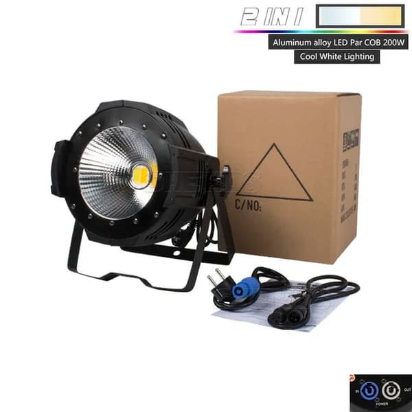 LED Par-ljus, 200W effekt, DMX512-styrning, 2 st 200W Kall Varm, EU-kontakt