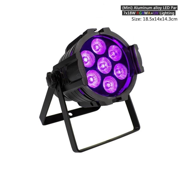 LED Par-ljus, aluminiumlegering kropp, RGBWA+UV-färgblandning, 2 st 7x18W, EU-kontakt