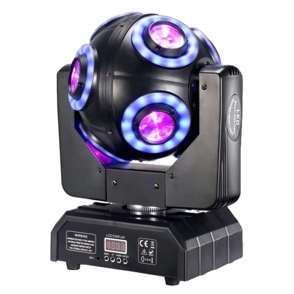 LED Moving Head Beam Lys, Halo RGBW 4i1 LED, Tilt scan 360°Rotation, 1 stk, EU-stik