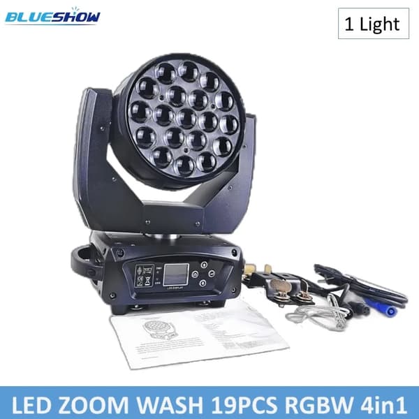 LED Moving Head Lys, RGBW Farveblanding, Zoom Funktion, 1 Flykasse