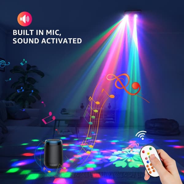 RGB LED Scene Light Projector, 40W Strøm, 5-i-1 Effekter, Stemmeaktiveret,EU Stik