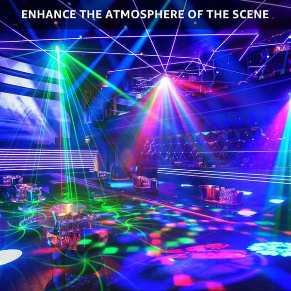 RGB LED Scene Light Projector, 40W Strøm, 5-i-1 Effekter, Stemmeaktiveret,EU Stik