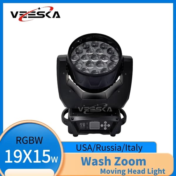 Bevægelseshovedlys, 280W effekt, RGBW 19x15W LED,2 Lys