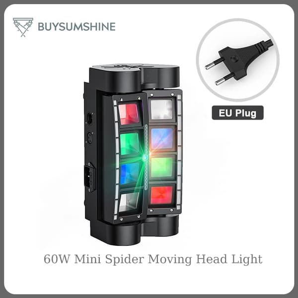 Mini Spider Moving Head Light, 60W Effekt, DMX Kontrol,EU-stik
