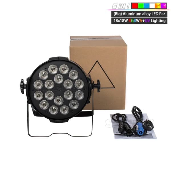 LED Par-belysning, 18x18W RGBWA+UV, DMX-kontroll 6/10 kanaler,EU-kontakt, 18x18W RGBWAUV