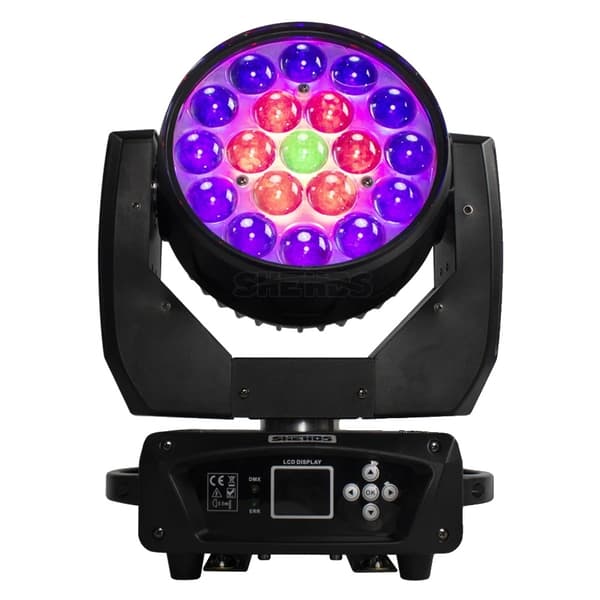 Bevægelseshovedlys, 19x15W RGBW, DMX-kontrol,1STK, EU-stik