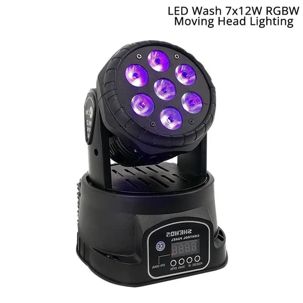 LED Moving Head Light, 7x12W RGBW, 40 Grad Strålevinkel,LED 7X12W Bevægelse, EU-stik