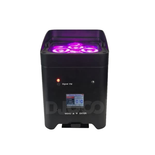 LED-batteridriven par-lampa, 130W effektförbrukning, 6/10-kanalskontroll,1 Ljus endast, Svart skal