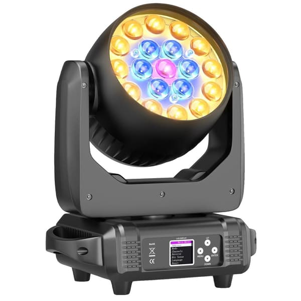 Bevægelseshoved Scene Lys, 200W RGBW LED'er, 540° Rotation,sort, EU-stik