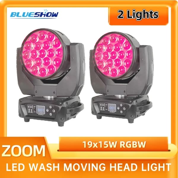 LED Rörligt Huvudljus, 19x15W RGBW, DMX Kontroll,2 Ljus
