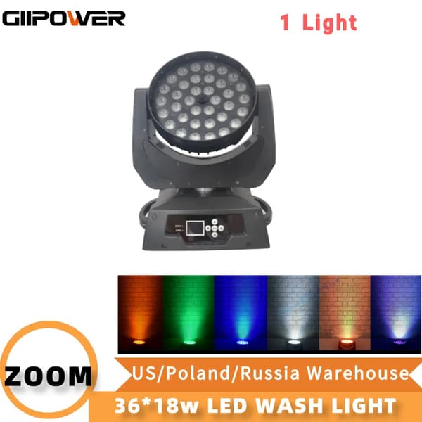 LED Vaskelys, 36x12W RGBW, 15-65° Zoom,RGBW 4i1, 1 Lys