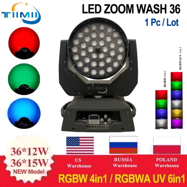 LED Zoom Wash Light, 450W effekt, 15-65 lineær zoom,6i1 RGBWUV, 1 Lys