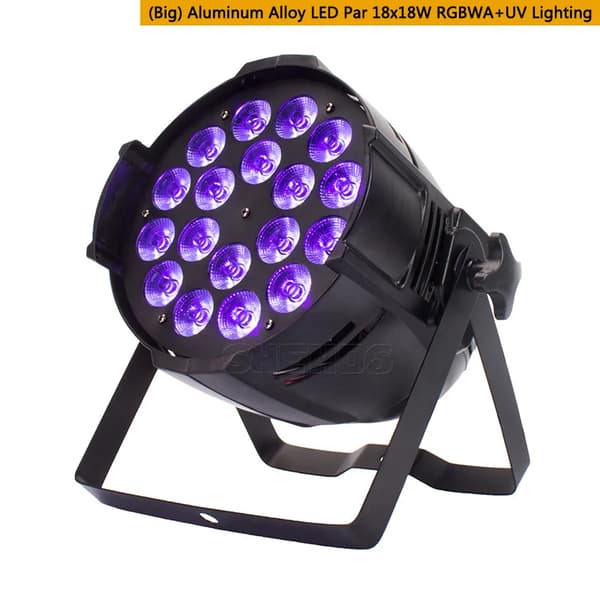 Aluminiumlegering LED Par Lys, 18x18W RGBWA+UV, 6/10 DMX Kanaler,2pcs 18x18w, EU -stik