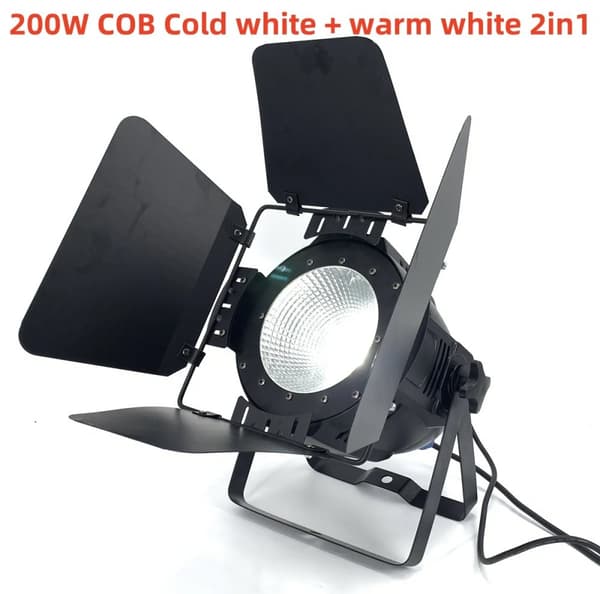 200W LED Par Lys, Kolde Hvide og Varme Hvide Muligheder, Justerbar Strålevinkel,200W COB 2i1, EU-stik