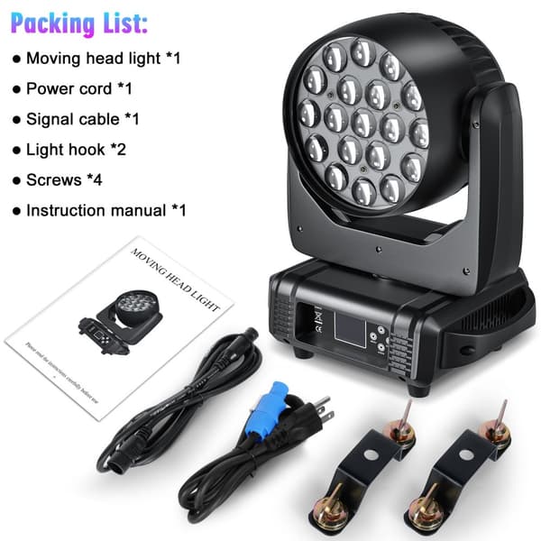 LED Rörligt Huvudljus, Hög Ljusstyrka 15W RGBW, Flexibel Zoomfunktion,1STK, Eu plugg