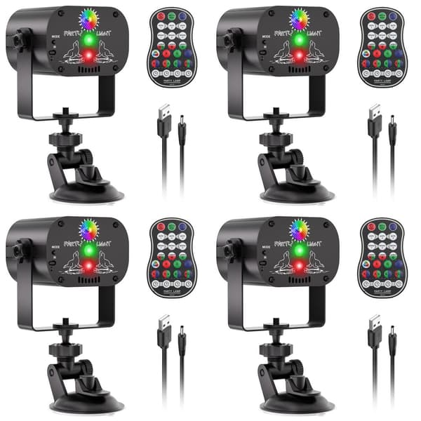 RGB LED Festlys, Lydaktiveret Tilstand, Fjernbetjening,EU stik, ZQ03018-4Pcs
