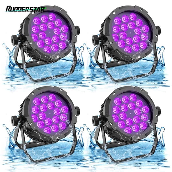 Scenbelysning Par-lampa, 18 LED, IP67 Vattentät,EU-plugg, 4PCS Ljus