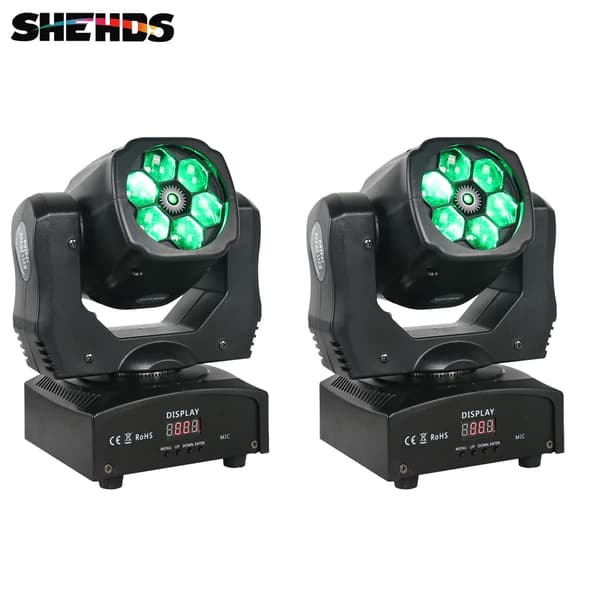LED Moving Head Lys, RGBW Farveblanding, DMX Tilstande,EU stik, 2PCS 6x15w