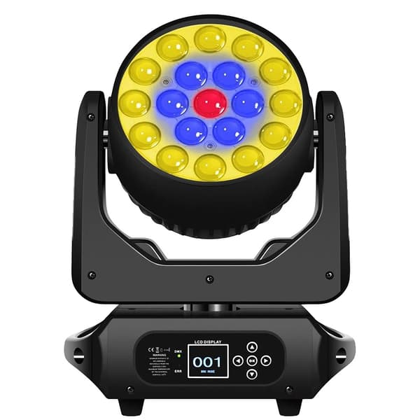 Disco Lys, 19X15W Effekt, Zoom Stråle,Bevægelseshoved 19x15W-C, EU Stik