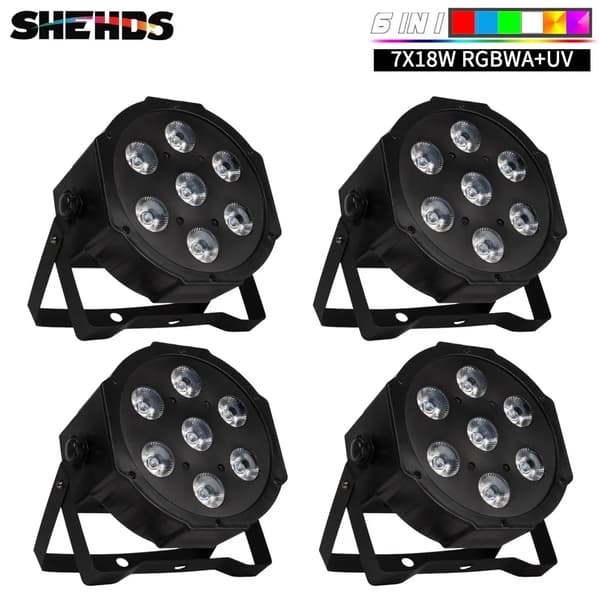 LED Par Lys, RGBWA+UV Farveblanding, DMX512 Kontrol,EU stik, 4PCS RGBWAUV