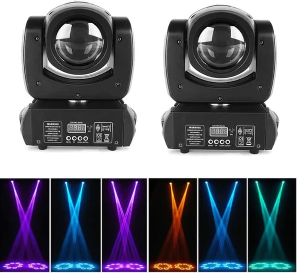 LED Moving Head Light, 100W Effekt, 8 Farvehjul,EU stik, 2PCS