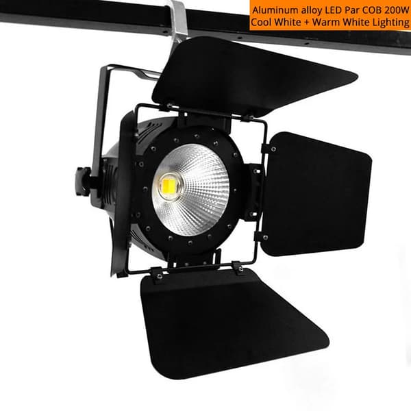LED Par COB 200W Scenljus, 6/10 DMX-kanaler, RGBWA-UV färger,EU Kontakt, Barndörrar Kyl-Varm