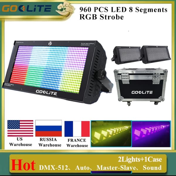 RGB Stroboskopljus, 960 LED-lampor, 250W effekt,2 Ljus och 1 Fodral