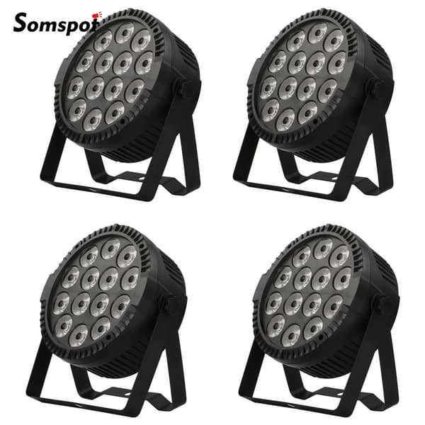 Par Lights, 14 RGBW LED'er, Styring med stemme, Mini størrelse,EU stik, 4PCS