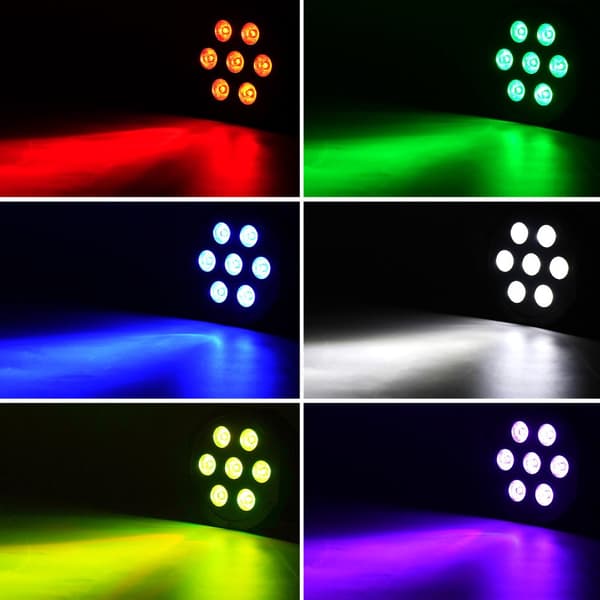 LED Par Lygter, 7x3W RGBW LED'er, 8 CH DMX Kontrol,EU-stik