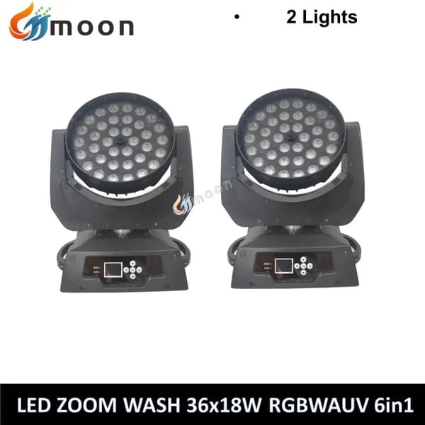 LED Moving Head Light, 36x18W RGBWAUV, DMX512 Kontrol,2 lys, 4 i 1
